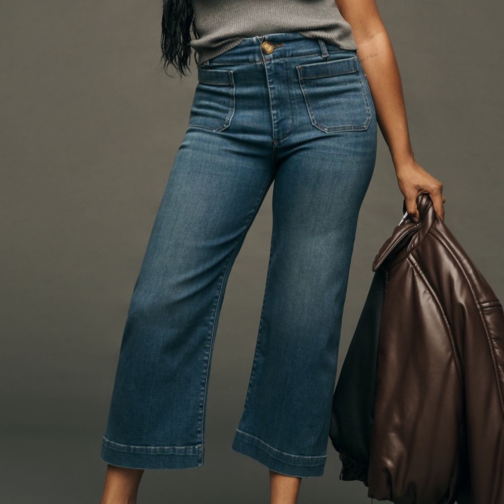 Anthropologie The Colette Crop Wide-Leg Jeans by Maeve